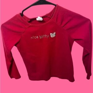Gymboree “Nice Kitty” Long Sleeve Top – Y2K Rhinestone Graphic